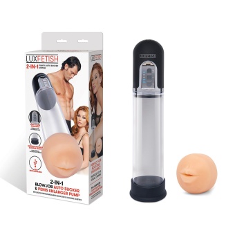 Вакуумная помпа с мастурбатором ротик Lux Fetish Blowjob Auto Sucker Penis Enlarger Pump