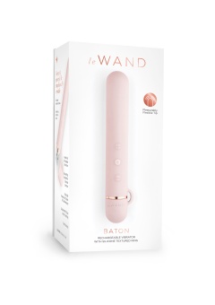 Силиконовый мини-вибратор с насадкой Le Wand Baton пудровый - 11,9 см