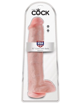 Фаллоимитатор на присоске с мошонкой King Cock with Balls 40 см телесный