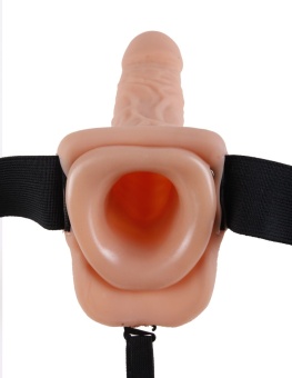 Фаллопротез с мошонкой Hollow Strap-On with Balls 19 см телесный