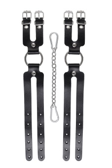 Черные кожаные оковы из двух ремешков