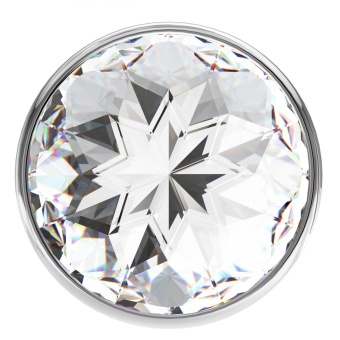 Анальная пробка Silver с прозрачным кристаллом