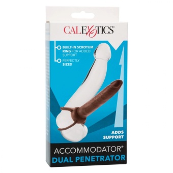 Насадка на пенис для двойного проникновения Accommodator коричневая