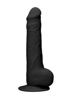 Черный фаллоимитатор Realistic Cock With Scrotum - 24 см.