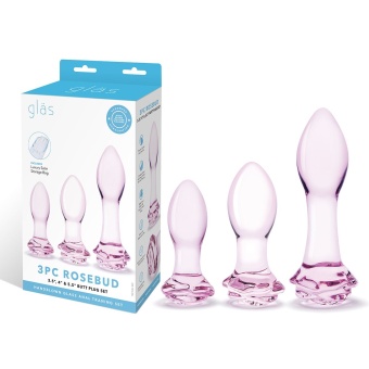 Набор стеклянных анальных пробок с розочками Glas Rosebud Butt Plug Set