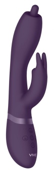 Фиолетовый вибратор Nilo с ротацией на кончике и стимулятором клитора - 22 см