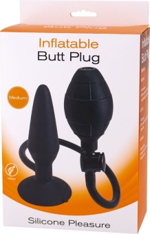 Расширяющаяся анальная пробка Inflatable Butt Plug чёрная - 14,2 см