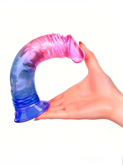 Яркий розово-синий фаллоимитатор с присоской