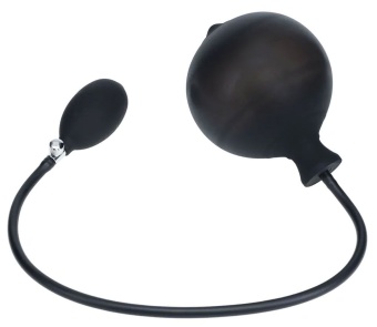 Черная анальная втулка с функцией расширения Ribbed Inflatable Silicone Anal Plug