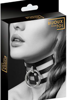 Чёрный широкий чокер с кольцом Bijoux Pour Toi