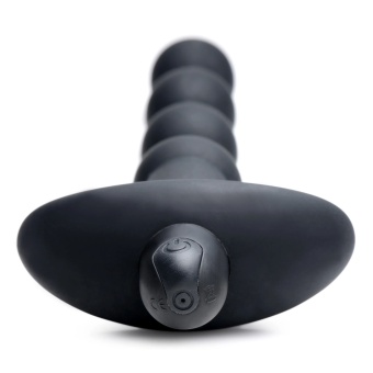 Черные анальные бусы с вибрацией и пультом ДУ 28X Remote Control Vibrating Silicone Anal Beads - 19 см.