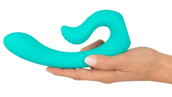 Бирюзовый вибратор NAIRA Dual Heads Vibrator - 17,5 см.