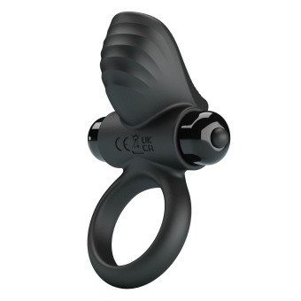 Черное эрекционное кольцо с вибрацией Adrien