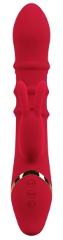Красный вибратор-кролик с 3 подвижными кольцами Rabbit Vibrator with 3 Moving Rings - 23,7 см.