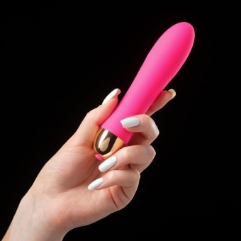 Розовый гладкий вибратор Massage Wand - 14 см.