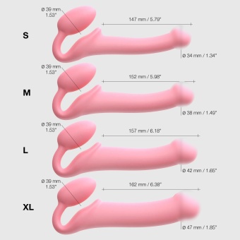 Безремневой гибкий страпон Strap-on-me Bendable L розовый