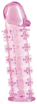 Розовая насадка на пенис с шипами - 12,5 см. Розовая насадка на пенис с шипами - 12,5 см.