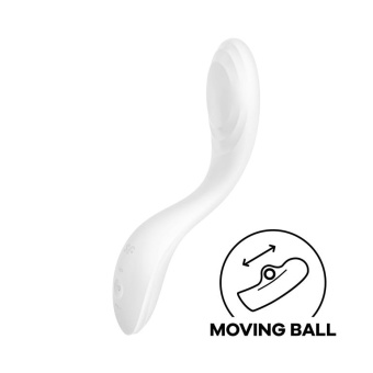 Белый вибромассажер Satisfyer Rrrolling Pleasure с движущимся шариком - 23 см
