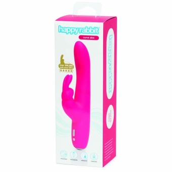 Вибратор Happy Rabbit Slimline Curve розовый - 24 см