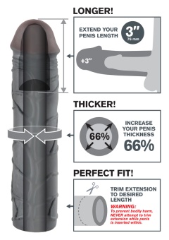 Удлиняющая и утолщающая насадка для пениса Mega Extension 23см черная Удлиняющая и утолщающая насадка для пениса Mega Extension 23см черная