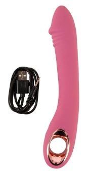 Розовый тонкий вибратор для точки G Slim G-Spot Rose - 21,4 см.