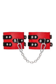 Красно-черные мягкие оковы с двумя ремешками с люверсами