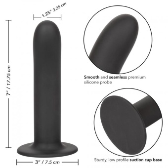 Черный силиконовый анальный стимулятор 7” Smooth Probe - 17,75 см.