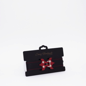 Черный ошейник с красным декором и строчкой