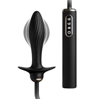Надувная анальная пробка с вибрацией Auto-Throb черная