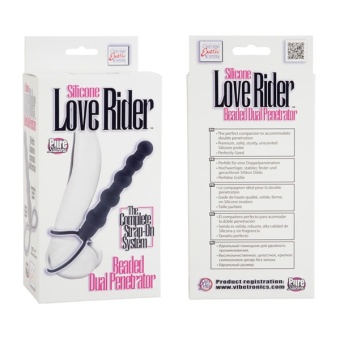 Страпон-насадка для двойного проникновения Love Rider Beaded Dual Penetrator чёрный