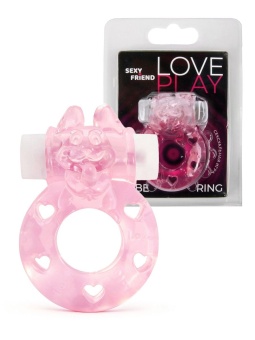 Розовое эрекционное виброкольцо в форме зайчика