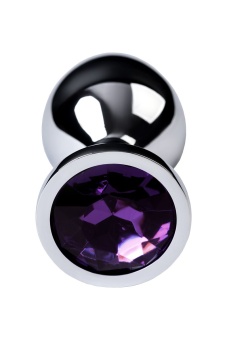 Анальная пробка с фиолетовым кристаллом ToyFa Metal - 8 см