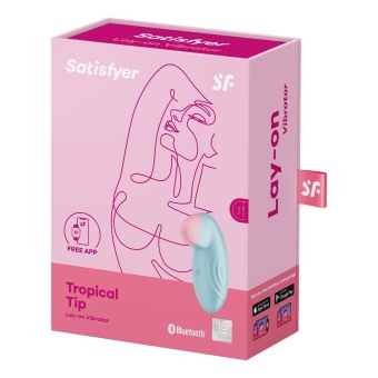Клиторальный мини-вибратор Satisfyer Tropical Tip с приложением голубой