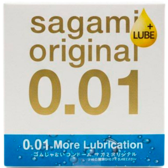 Полиуретановые презервативы Sagami Original 001 Extra Lub с увеличенным количеством смазки 1 шт