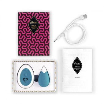 Бирюзовое виброяйцо с пультом управления Anna Vibrating Egg